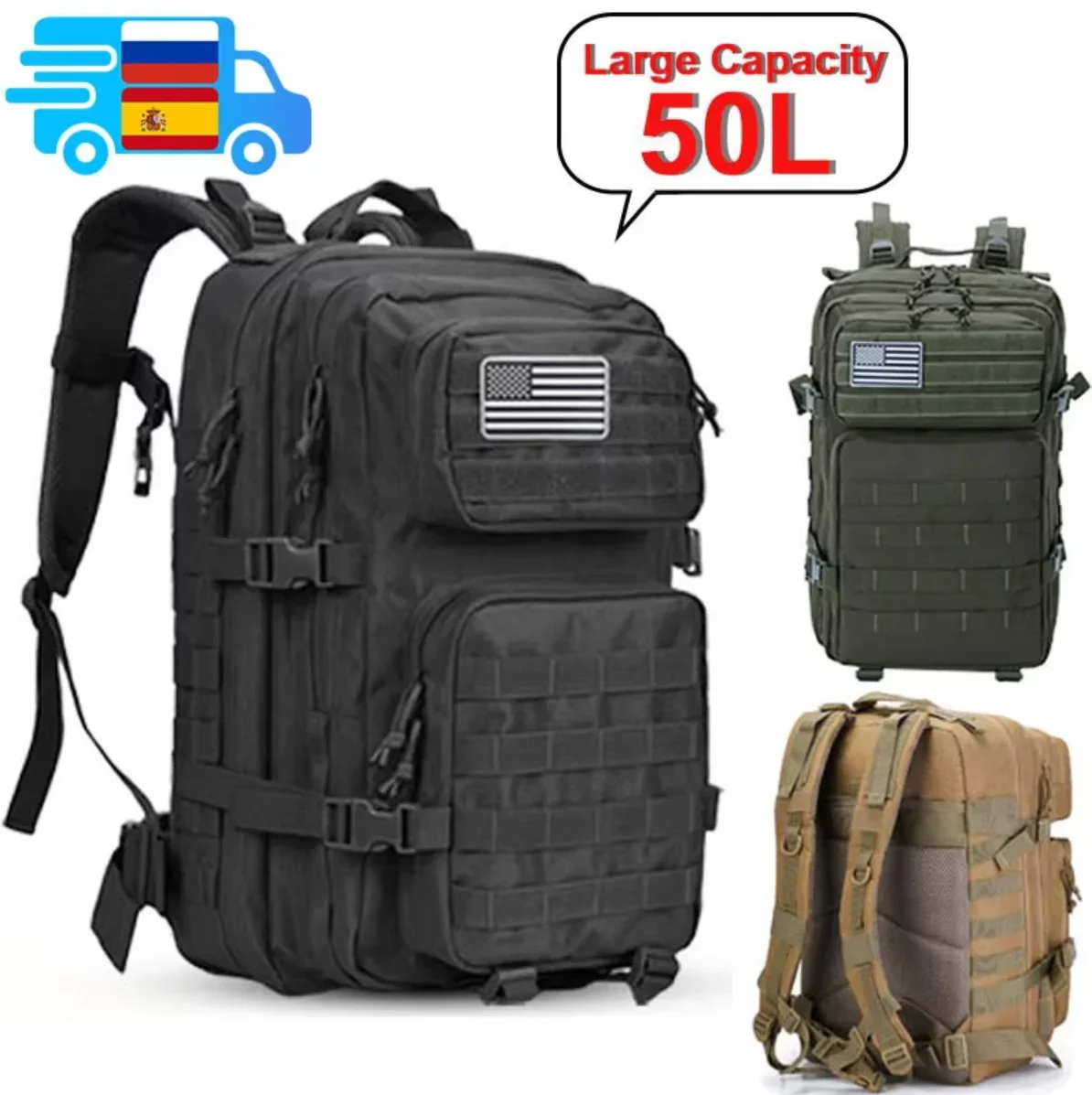 Zaino Tattico 2Q-50L da Uomo,  - Rucksack Military Style recensione e prezzo